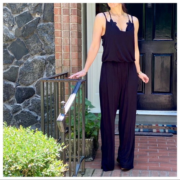 BLACK WIDE LEG TANK JUMPSUIT - Picture 8 of 11